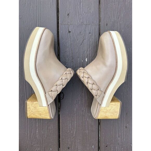 Bernardo Sand Brown Leather Braided Heeled Clogs Saffia 8.5 M New Mule - Picture 13 of 13